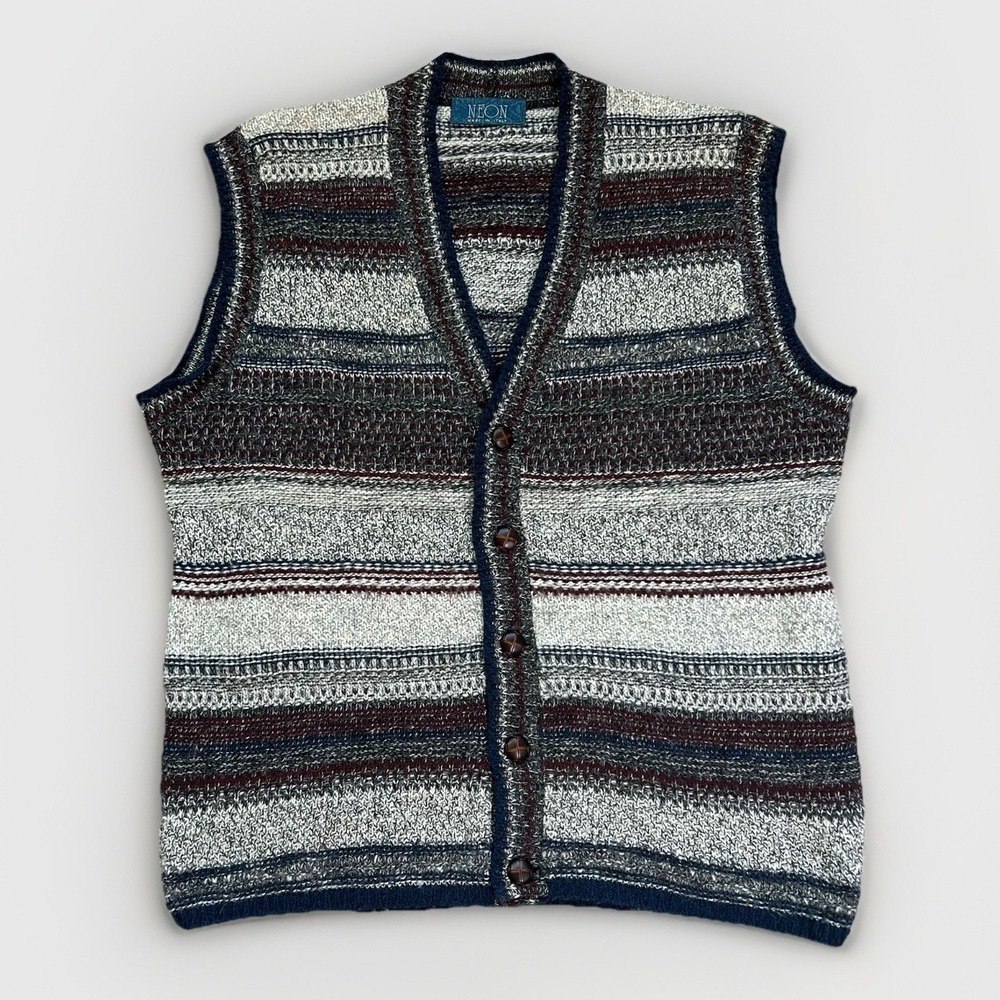 Italian VTG Octoberfest Alpaca Wool Sweater Vest L Boho Retro Grandpa Knit 90s